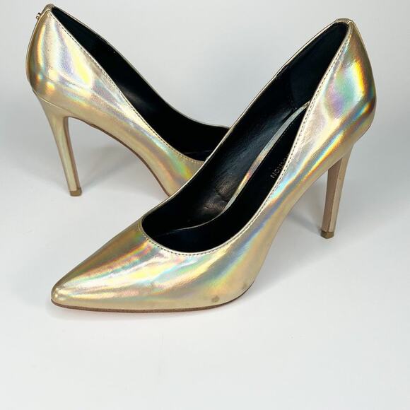 BCBGeneration Heidi Gold Metallic Holographic Stiletto Pumps Heels Shoes 7 - Picture 1 of 13